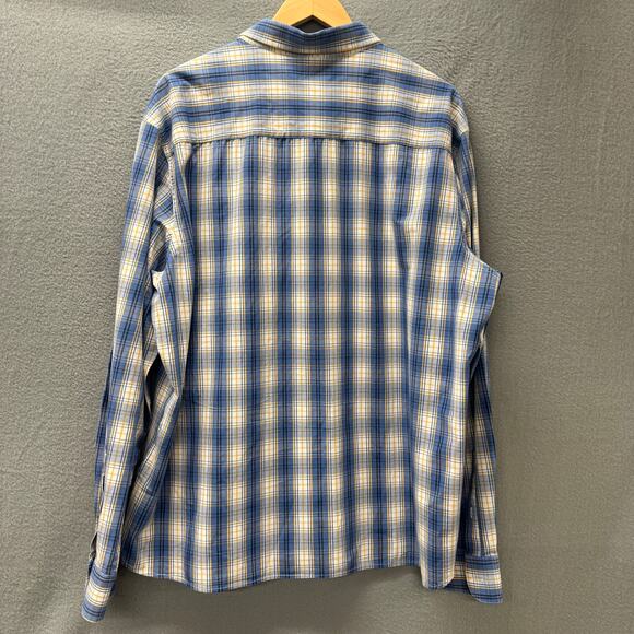 Fish Hippie Shirt Mens 2XL Blue Yellow Plaid Coastal Button Up PRIMLAND LOGO - Picture 3 of 11